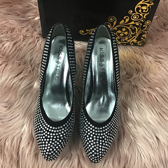 Black Rhinestone High Heel Pumps - Picture 4 of 8